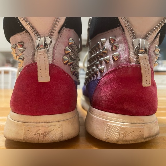 Giuseppe Zanotti Multicolor Suede Sneakers w/ Spikes - Picture 5 of 6